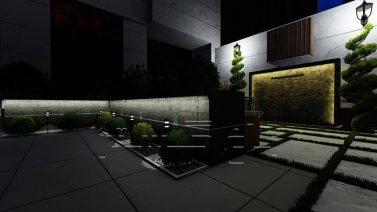 نورپردازی حیاط آپارتمان